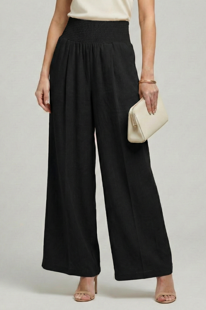 Lightweight Pleated Black Palazzo Pants