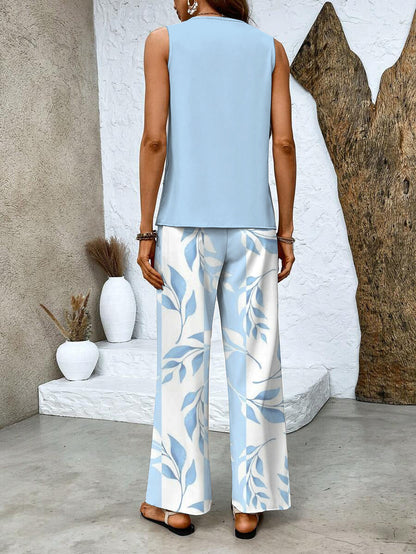 Lightweight Printed Wide Leg Pants