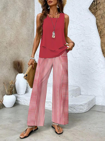 Lightweight Printed Wide Leg Pants