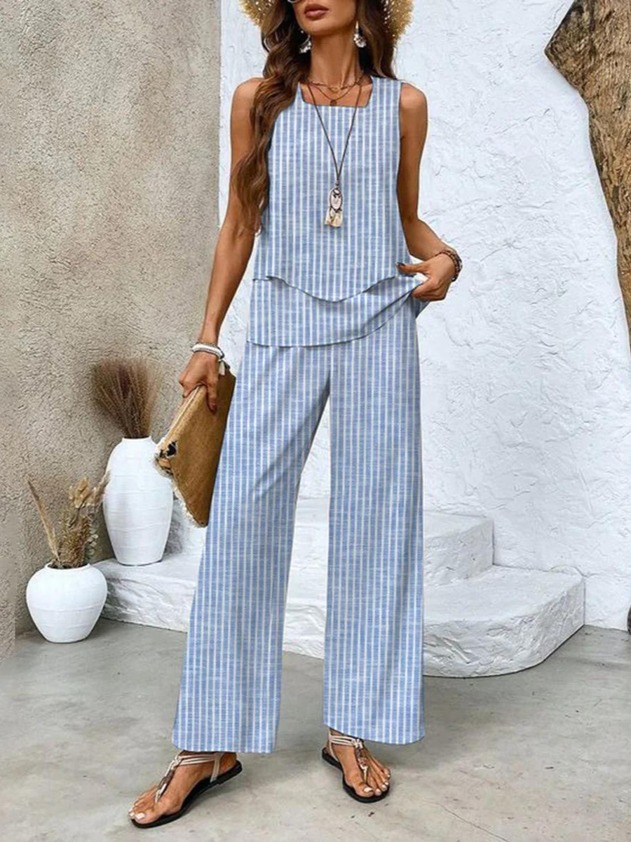 Lightweight Printed Wide Leg Pants
