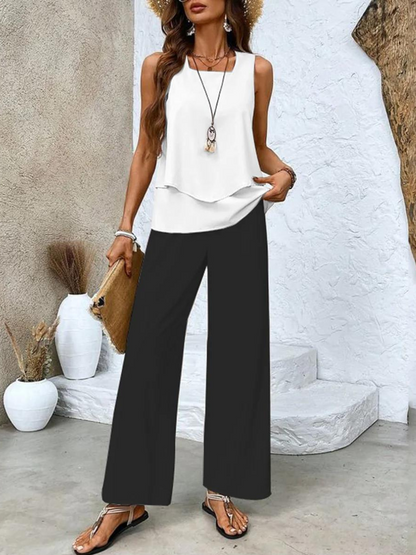 Lightweight Printed Wide Leg Pants