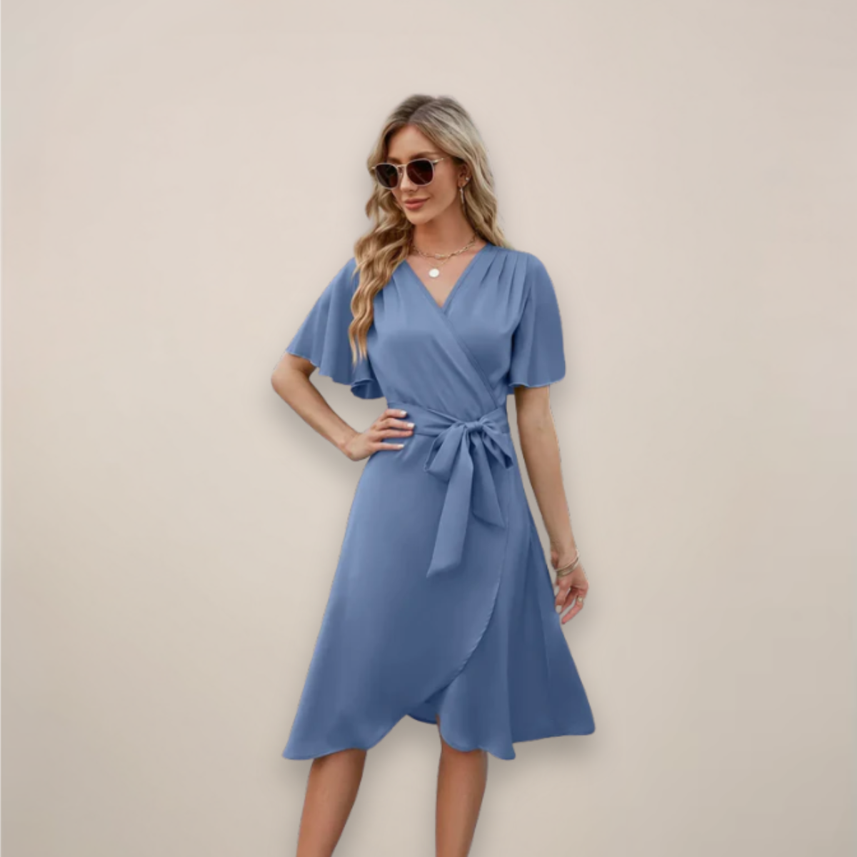 Lightweight Rayon Midi Wrap Dress