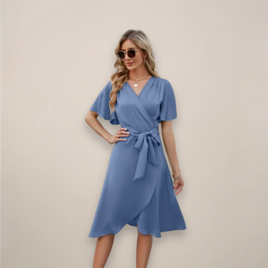 Lightweight Rayon Midi Wrap Dress