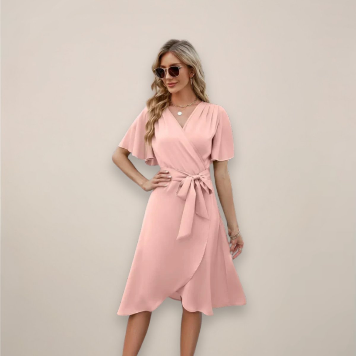 Lightweight Rayon Midi Wrap Dress