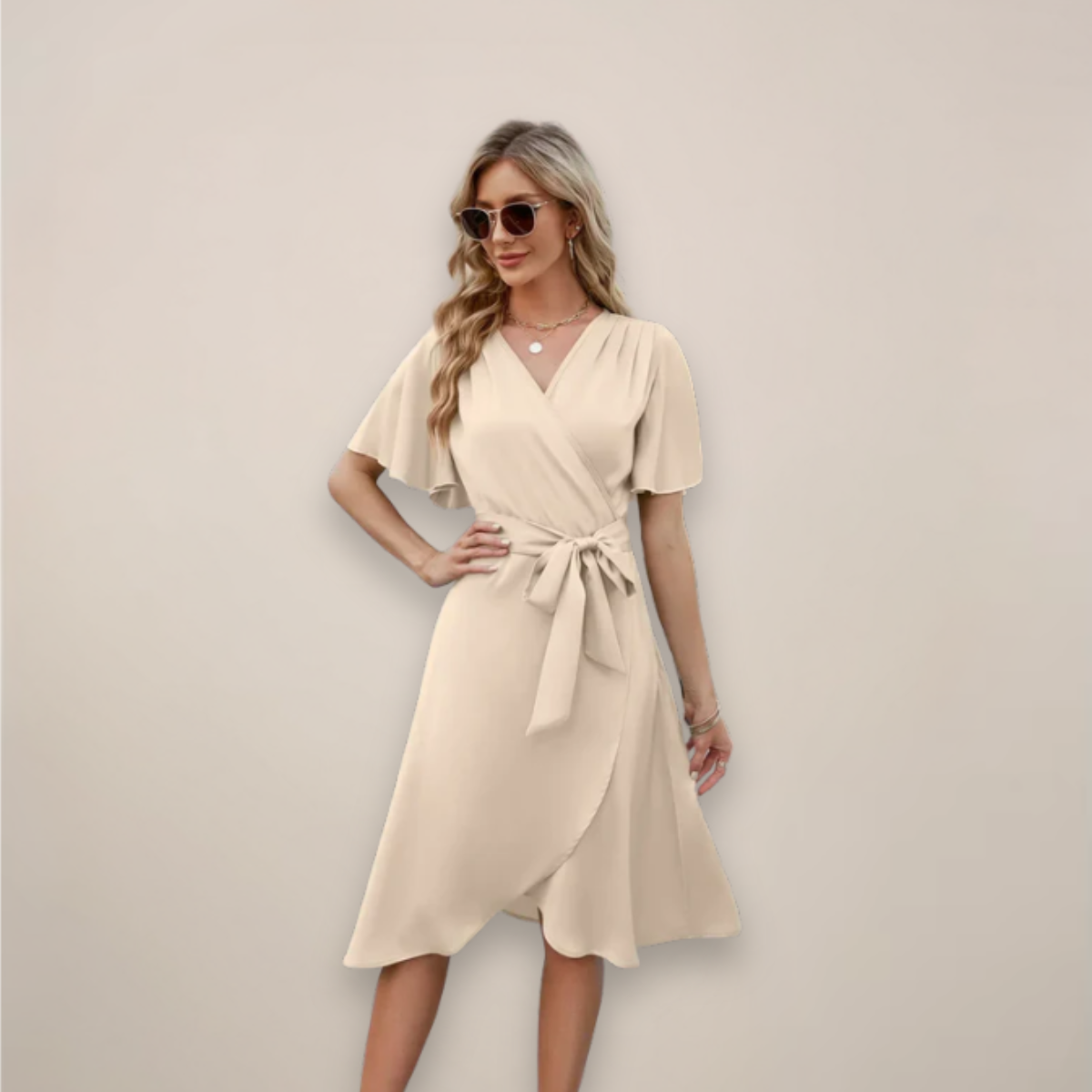Lightweight Rayon Midi Wrap Dress