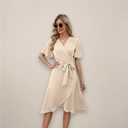 Lightweight Rayon Midi Wrap Dress