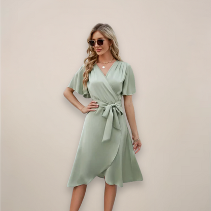 Lightweight Rayon Midi Wrap Dress
