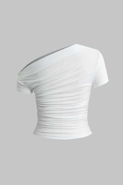 Lightweight Ruched Asymmetrical Women's T Shirt