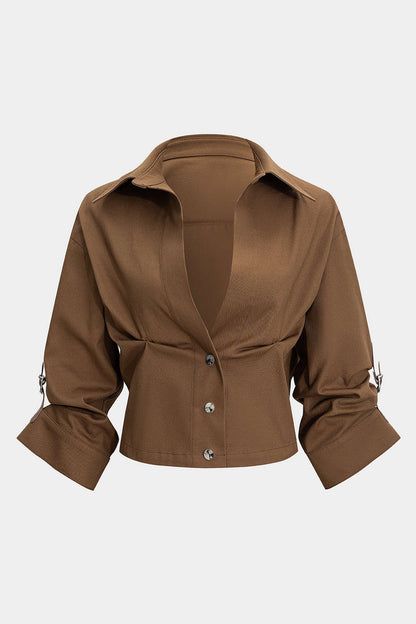 Lightweight Ruched Short Sleeve Shirt