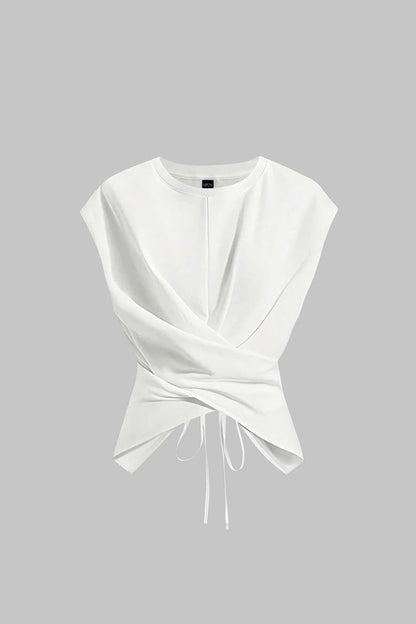 Lightweight Ruched Tie-Up Women's T Shirt