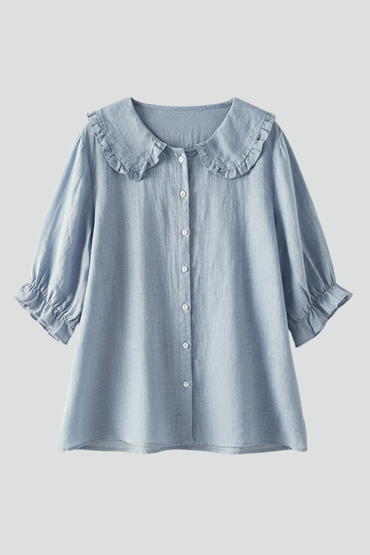 Lightweight Ruffled Collar Casual Shirt