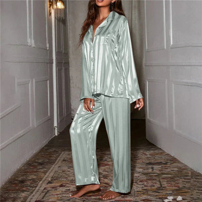 Lightweight Satin Button-Up Pajama Set