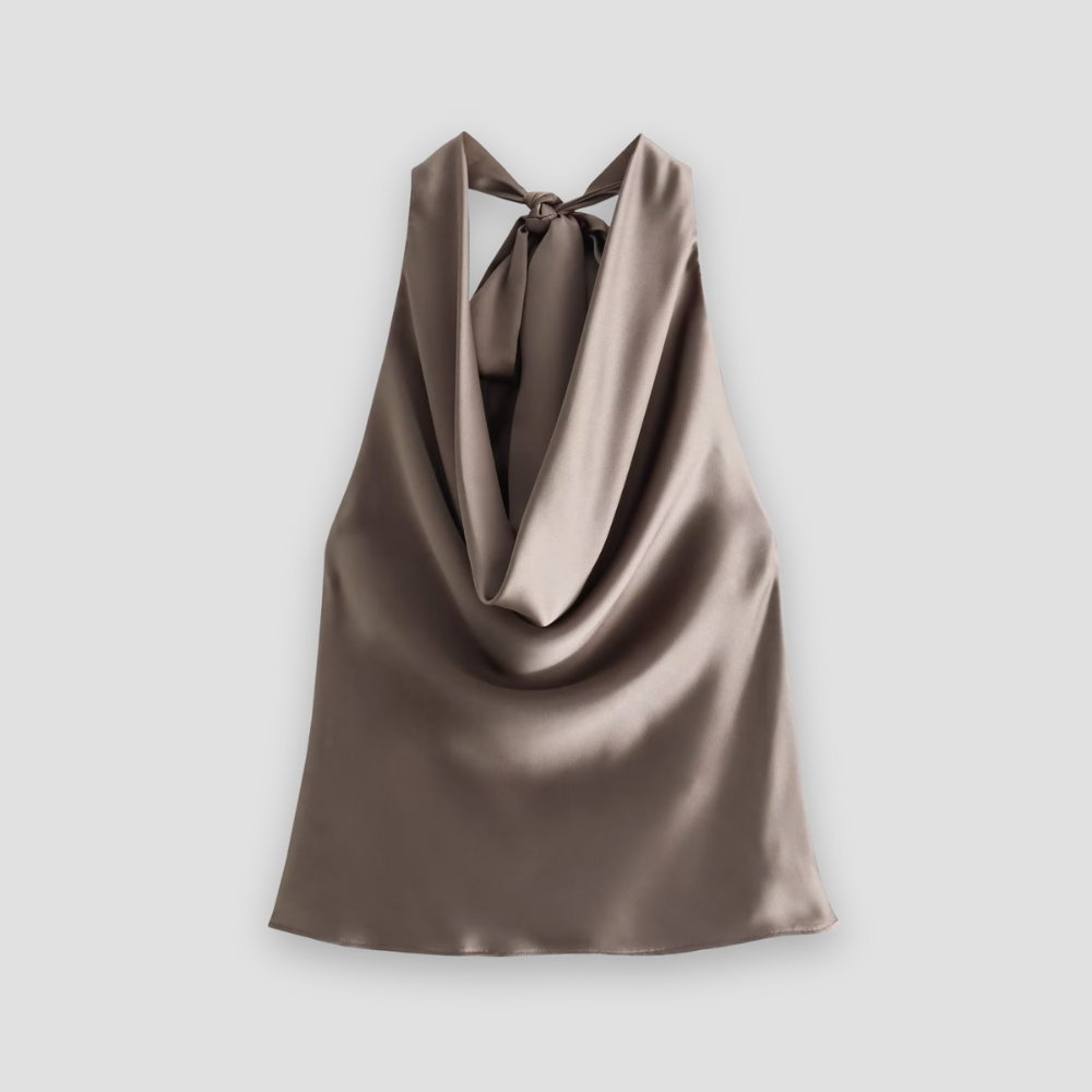 Lightweight Satin Cowl Neck Tank Top
