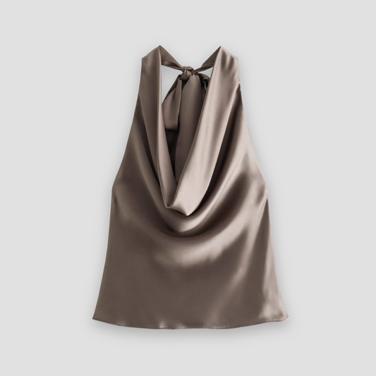 Lightweight Satin Cowl Neck Tank Top