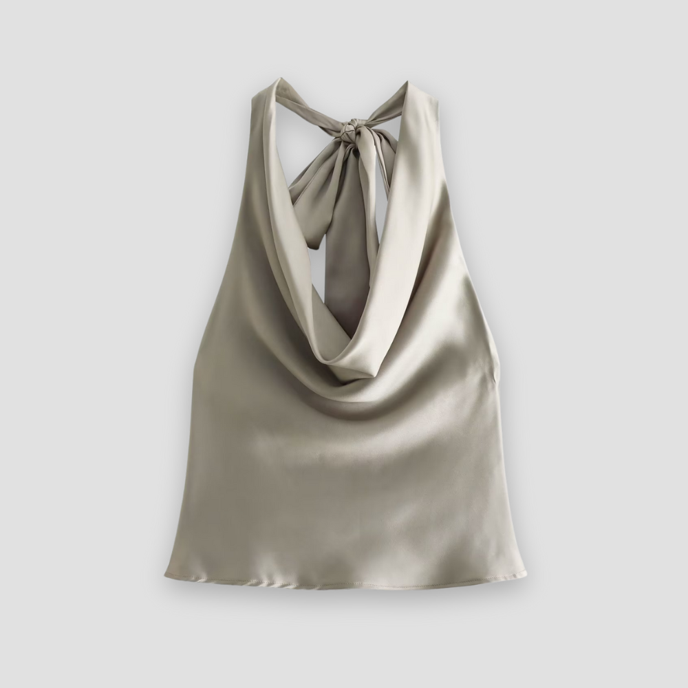 Lightweight Satin Cowl Neck Tank Top