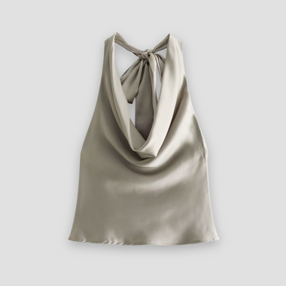 Lightweight Satin Cowl Neck Tank Top