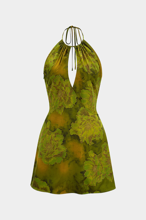 Lightweight Satin Floral Mini Dress