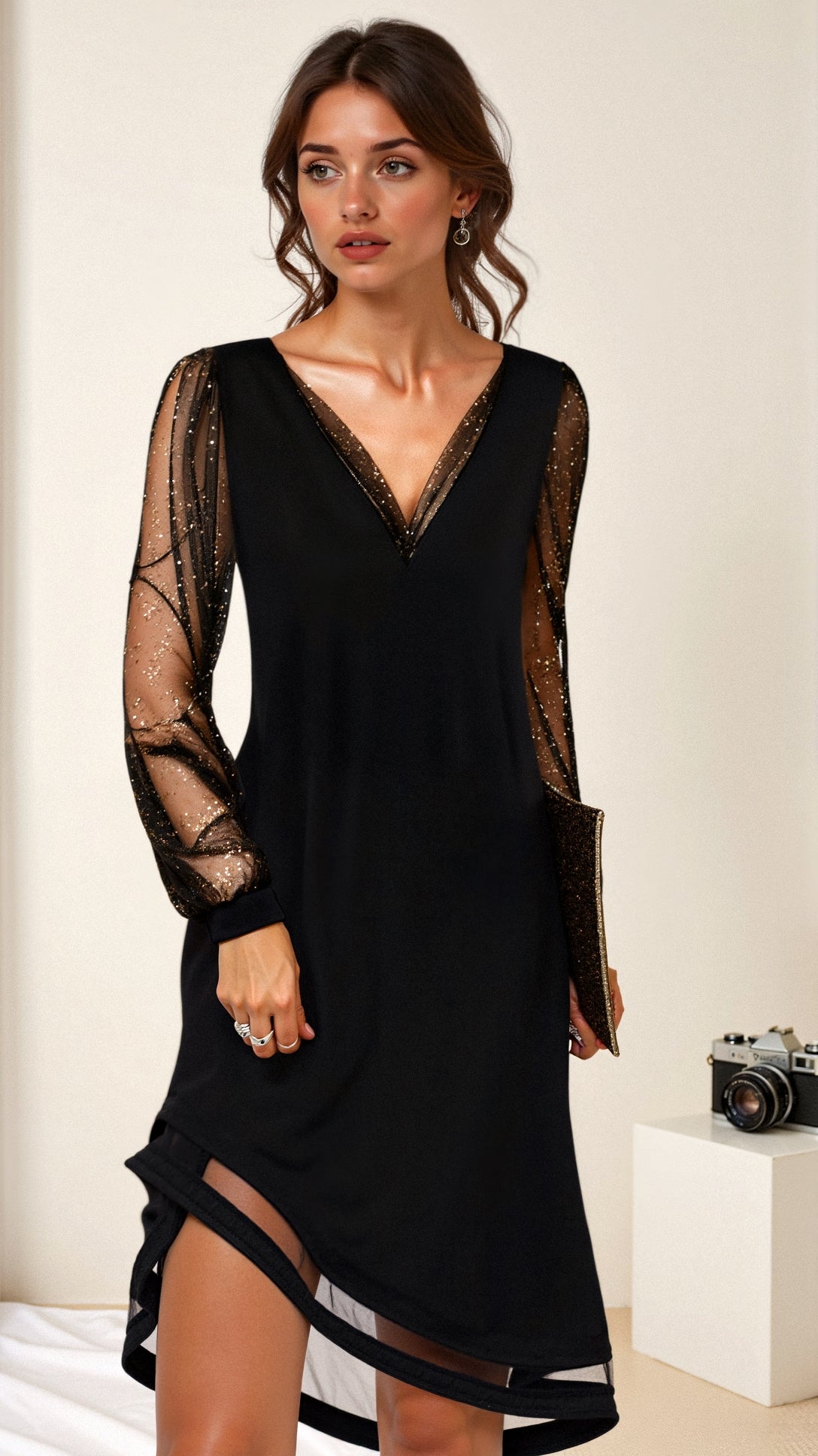 Lightweight Sheer Sleeve Maxi Dress