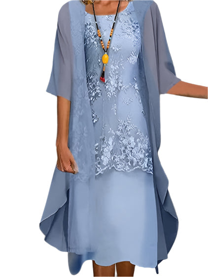 Lightweight Sheer Sleeve Midi Dress