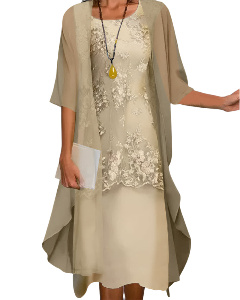 Lightweight Sheer Sleeve Midi Dress