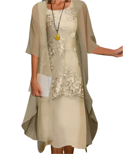 Lightweight Sheer Sleeve Midi Dress