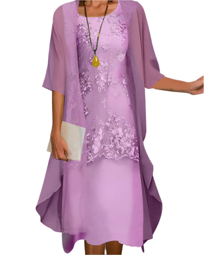 Lightweight Sheer Sleeve Midi Dress