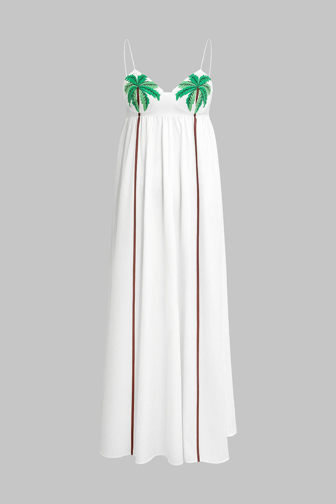 Lightweight Sleeveless Palm Print Midi Dress