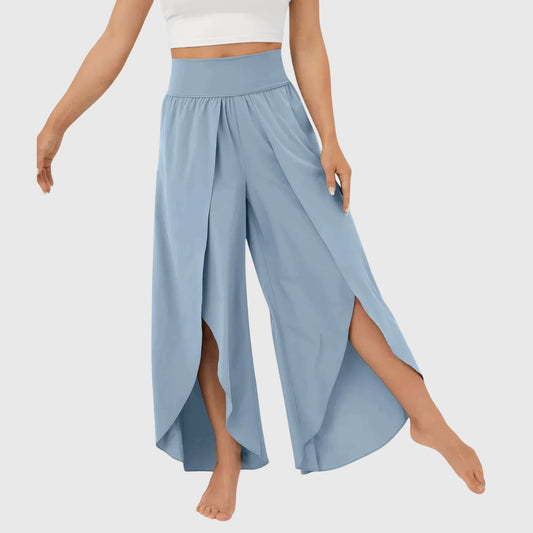 Lightweight Split Hem Wide Leg Trousers