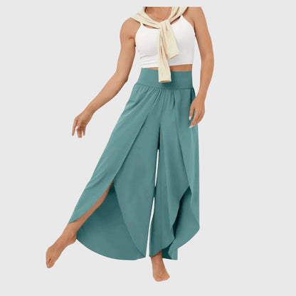 Lightweight Split Hem Wide Leg Trousers