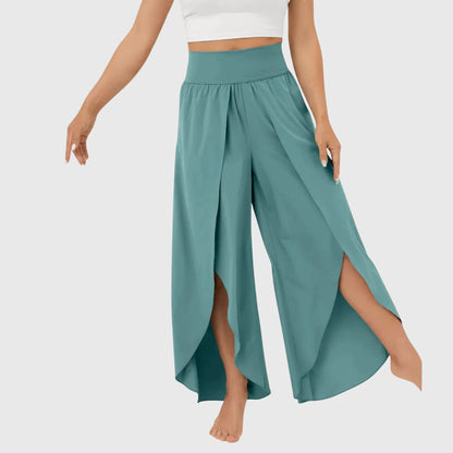 Lightweight Split Hem Wide Leg Trousers