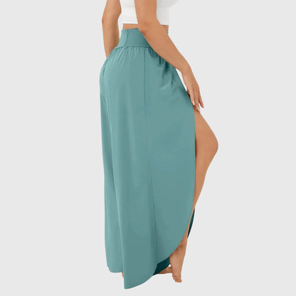 Lightweight Split Hem Wide Leg Trousers