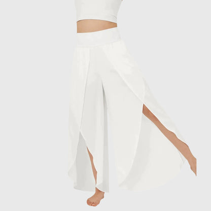 Lightweight Split Hem Wide Leg Trousers
