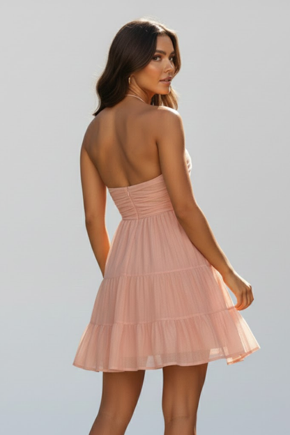 Lightweight Tiered Halter Mini Dress