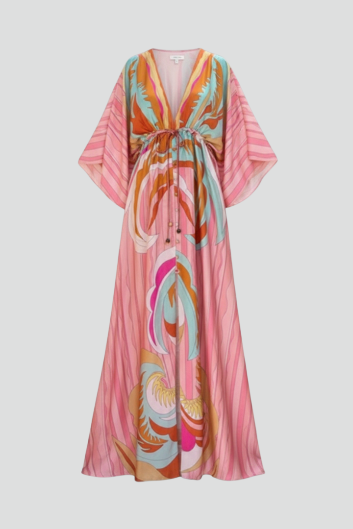 Lightweight V-Neck Belted Maxi Dress