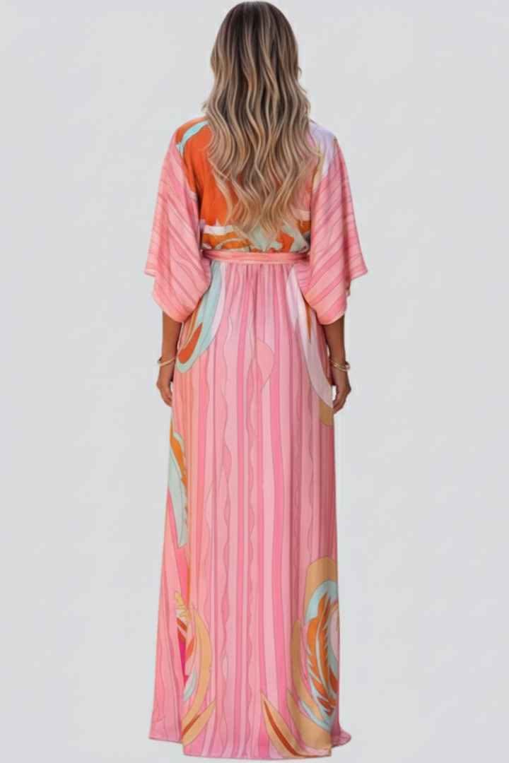 Lightweight V-Neck Belted Maxi Dress