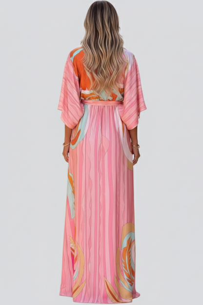 Lightweight V-Neck Belted Maxi Dress