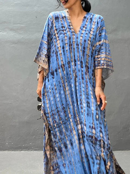 Lightweight V-Neck Bold Pattern Maxi Dress