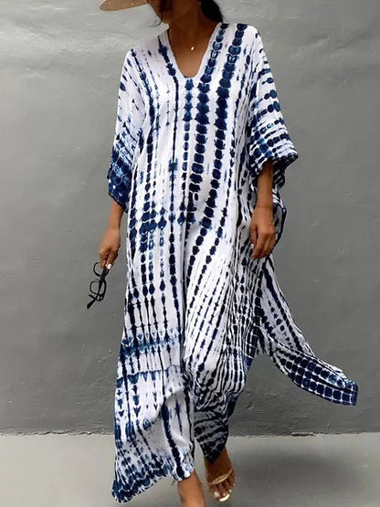Lightweight V-Neck Bold Pattern Maxi Dress