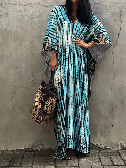 Lightweight V-Neck Bold Pattern Maxi Dress