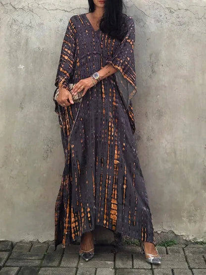 Lightweight V-Neck Bold Pattern Maxi Dress