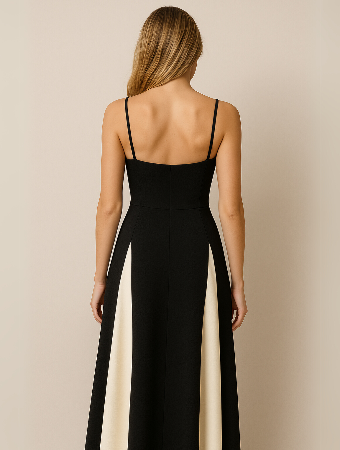 Lightweight V-Neck Contrast Maxi Dress