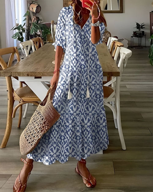Lightweight V-Neck Flowing Summer Dress