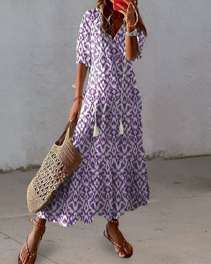 Lightweight V-Neck Flowing Summer Dress