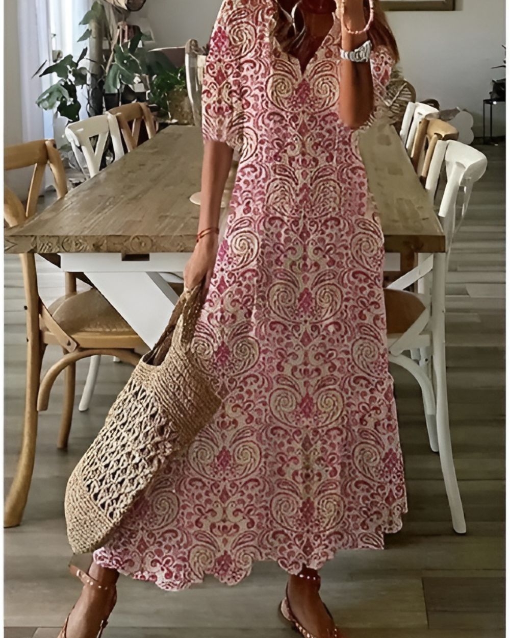 Lightweight V-Neck Flowing Summer Dress