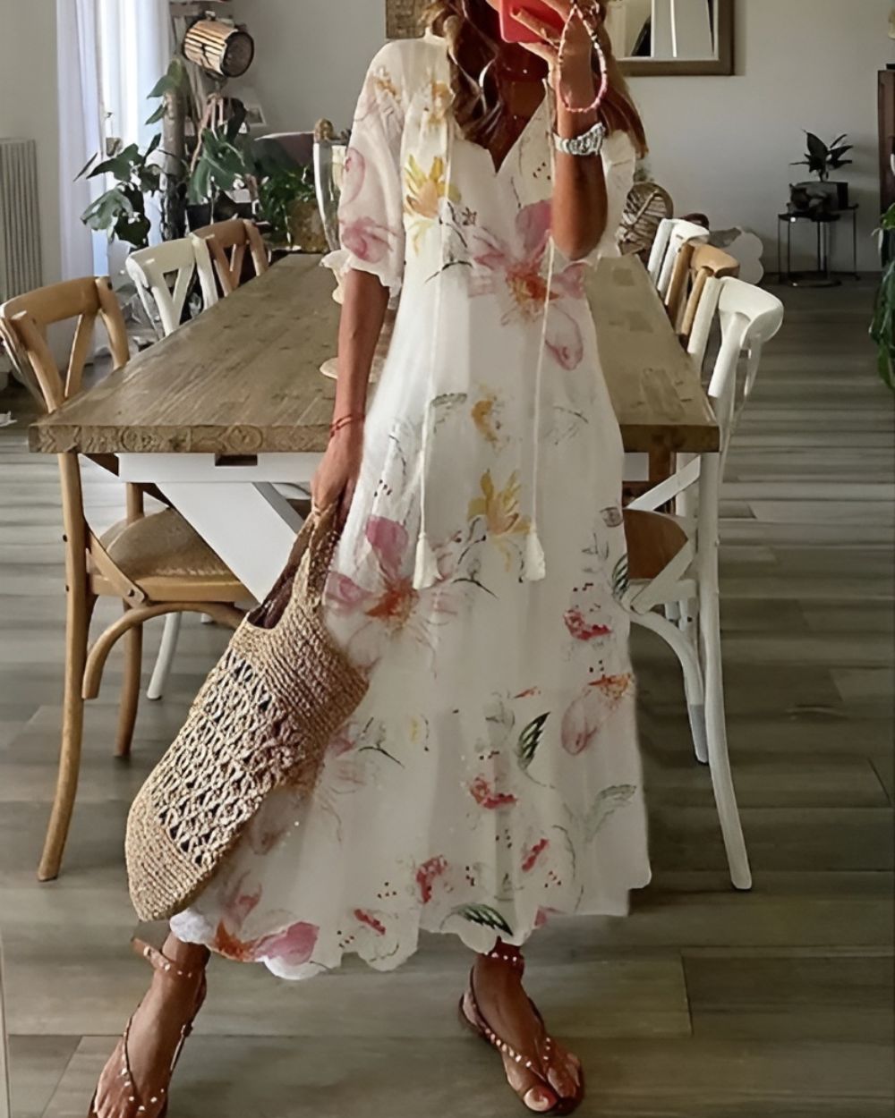 Lightweight V-Neck Flowing Summer Dress