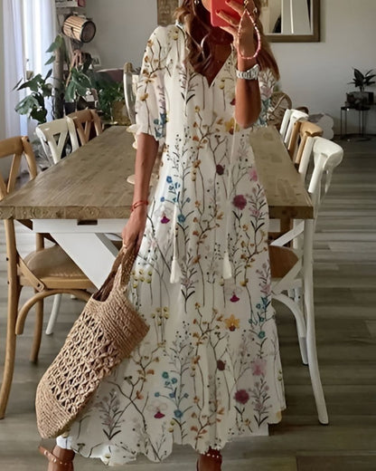 Lightweight V-Neck Flowing Summer Dress