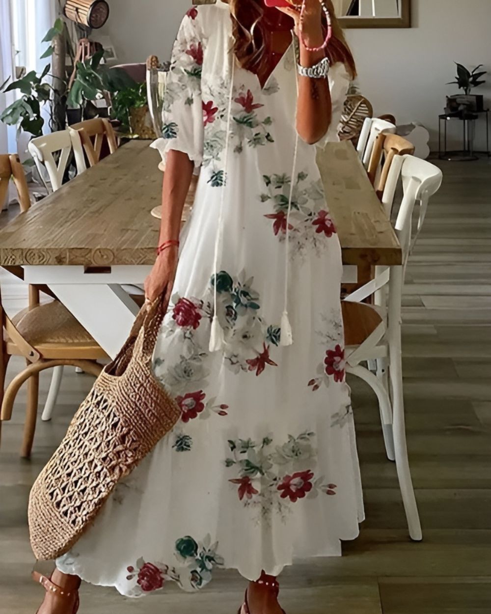 Lightweight V-Neck Flowing Summer Dress