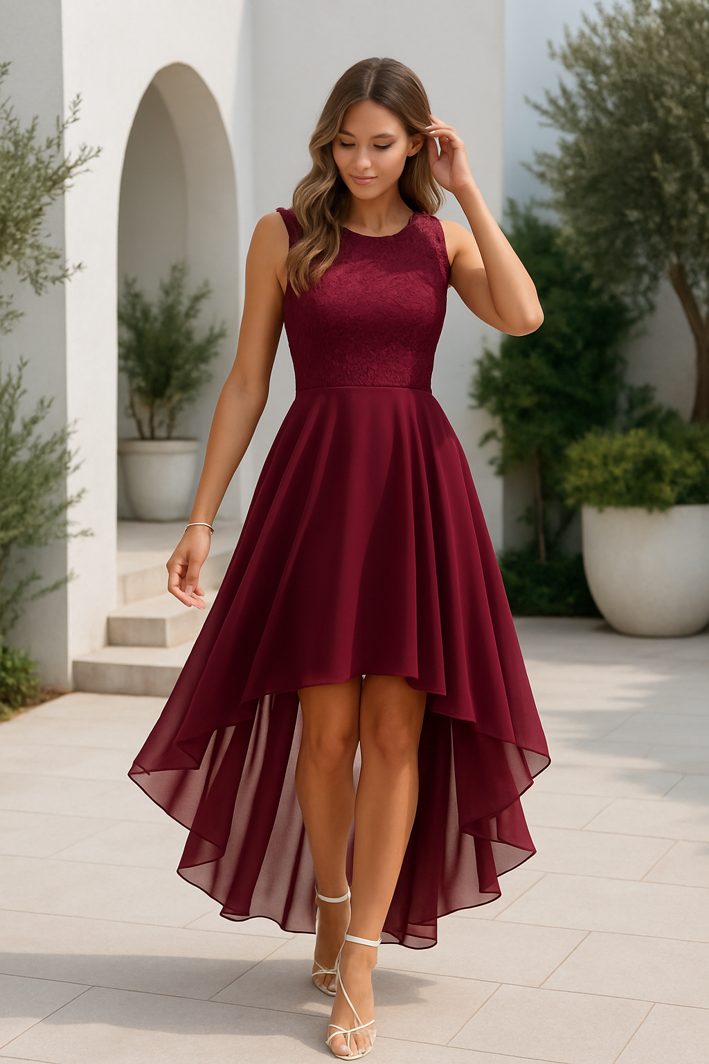 Lightweight V-Neck High-Low Dress