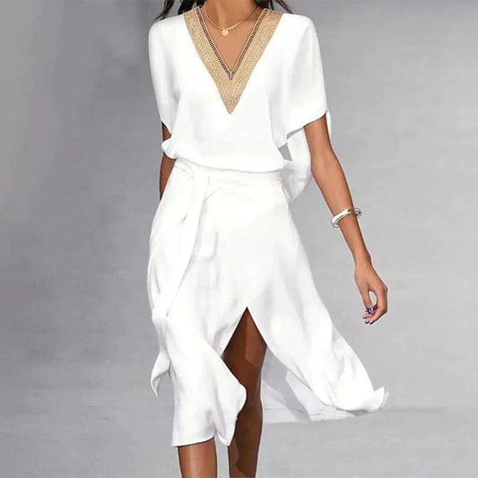 Lightweight V-Neck Midi Dress
