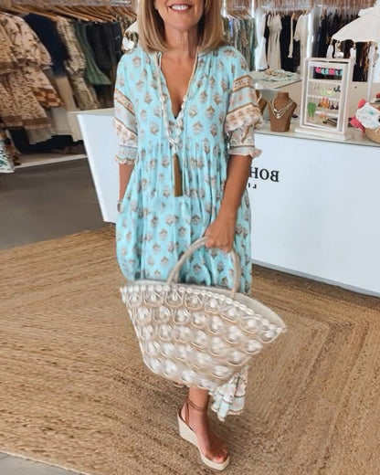 Lightweight V-Neck Midi Dress